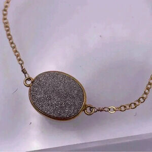 Silver Druzy Quartz Bracelet- 7”